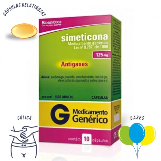 Simeticona 125 mg com 10 capsulas Biossintética
